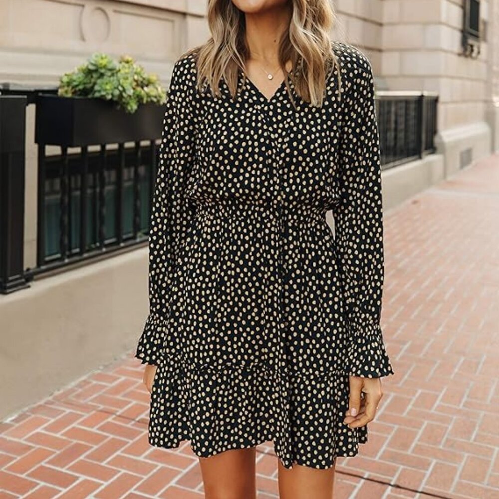 Ruffle Sleeve Polka Dot Mini Dress